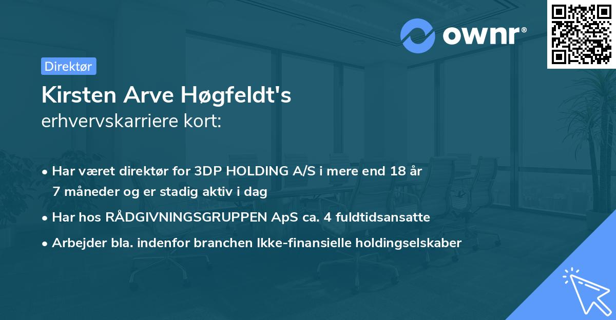 Kirsten Arve Høgfeldt's erhvervskarriere kort