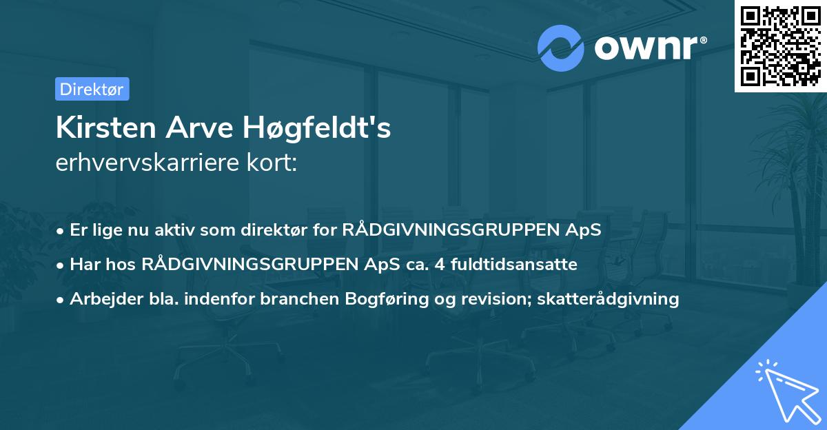 Kirsten Arve Høgfeldt's erhvervskarriere kort
