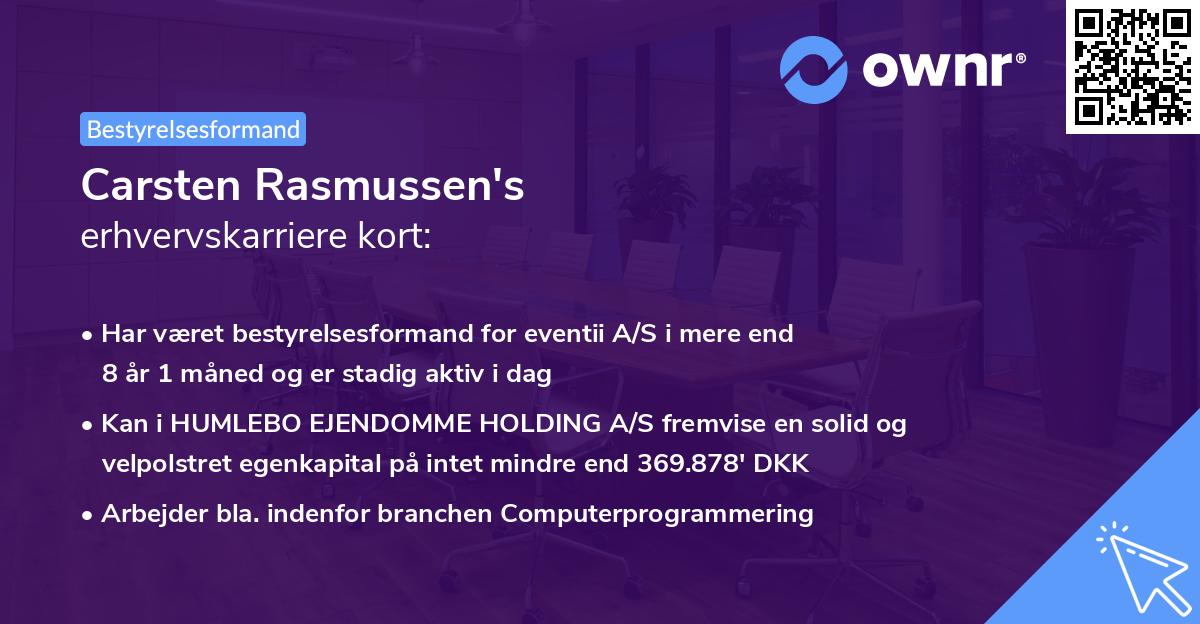 Carsten Rasmussen's erhvervskarriere kort
