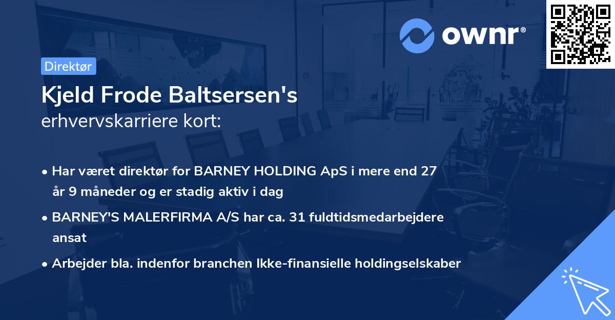 Kjeld Frode Baltsersen's erhvervskarriere kort