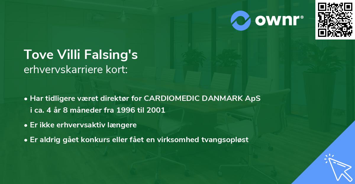 Tove Villi Falsing's erhvervskarriere kort