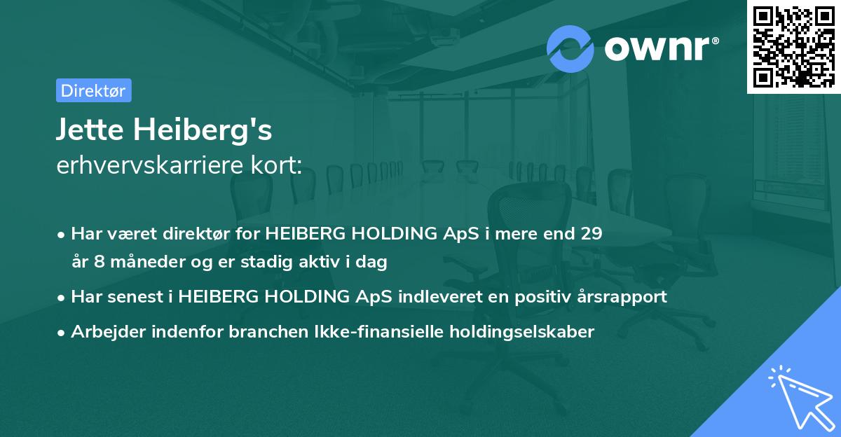 Jette Heiberg's erhvervskarriere kort