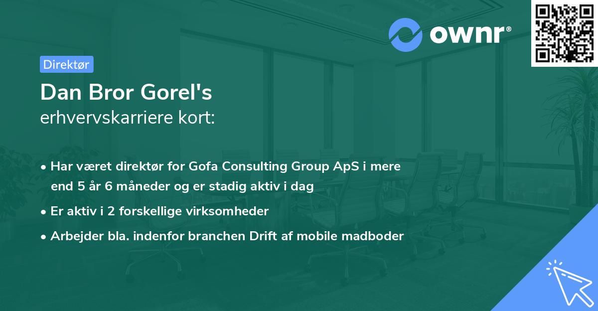 Dan Bror Gorel's erhvervskarriere kort