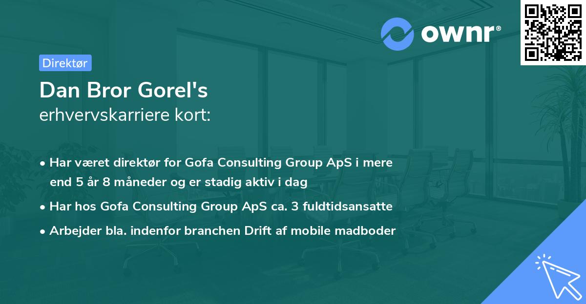 Dan Bror Gorel's erhvervskarriere kort