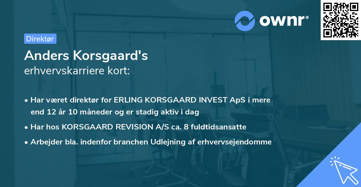 Anders Korsgaard's erhvervskarriere kort