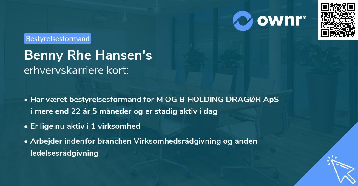 Benny Rhe Hansen's erhvervskarriere kort