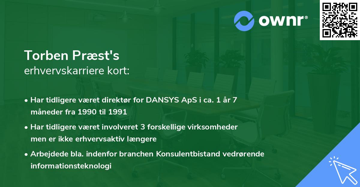 Torben Præst's erhvervskarriere kort