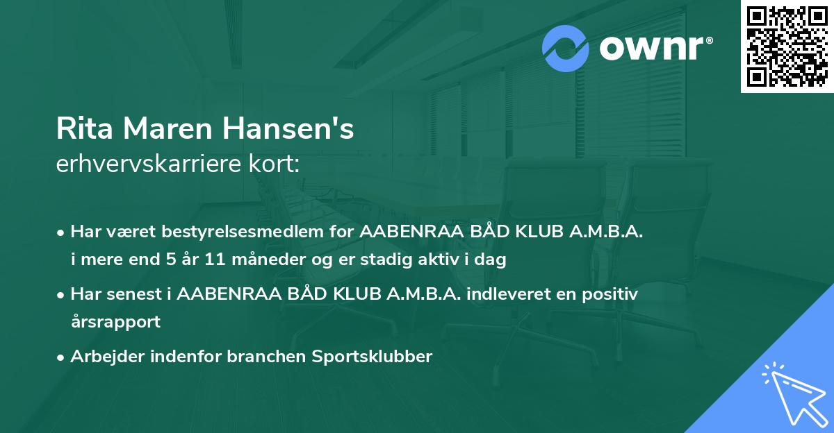 Rita Maren Hansen's erhvervskarriere kort