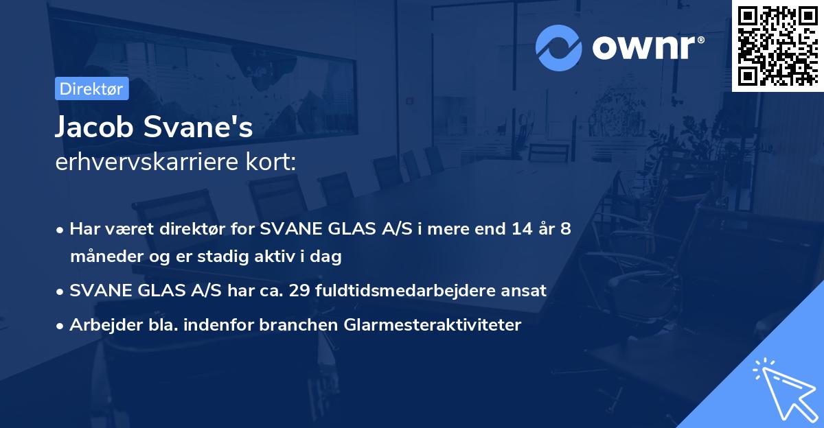 Jacob Svane's erhvervskarriere kort