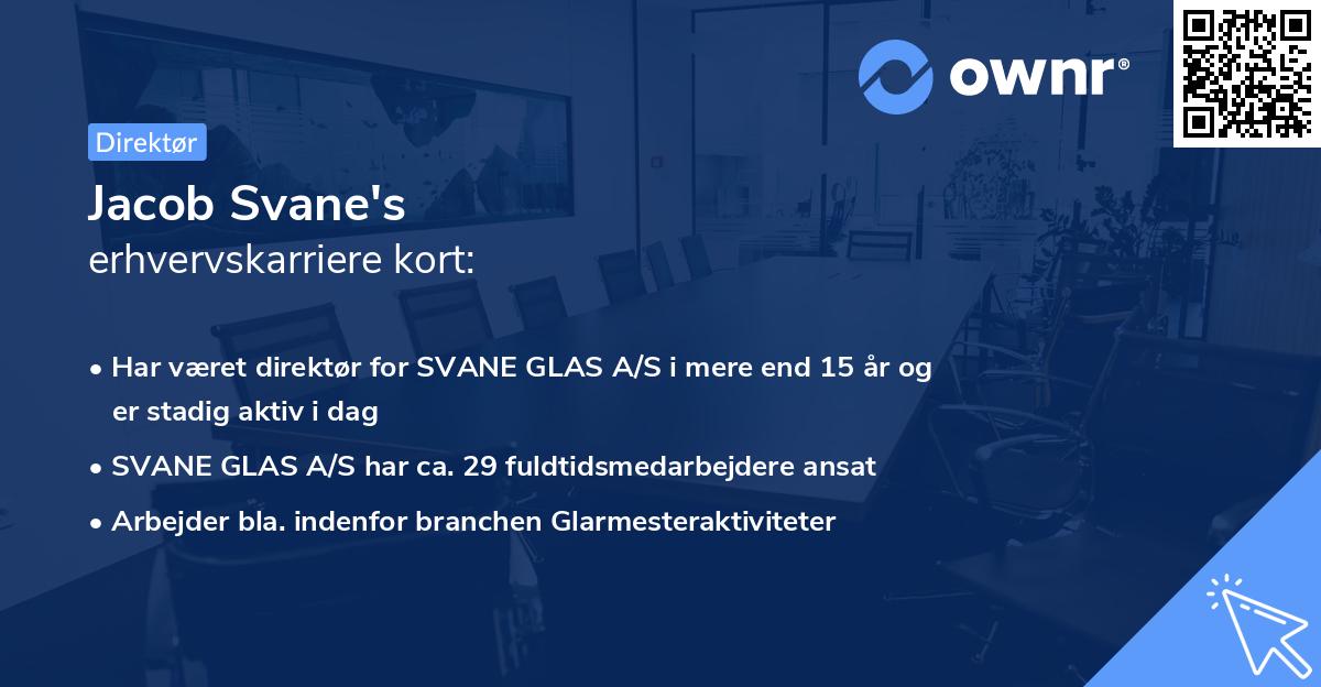Jacob Svane's erhvervskarriere kort