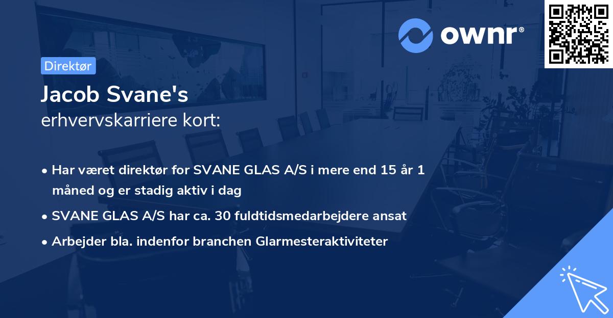 Jacob Svane's erhvervskarriere kort