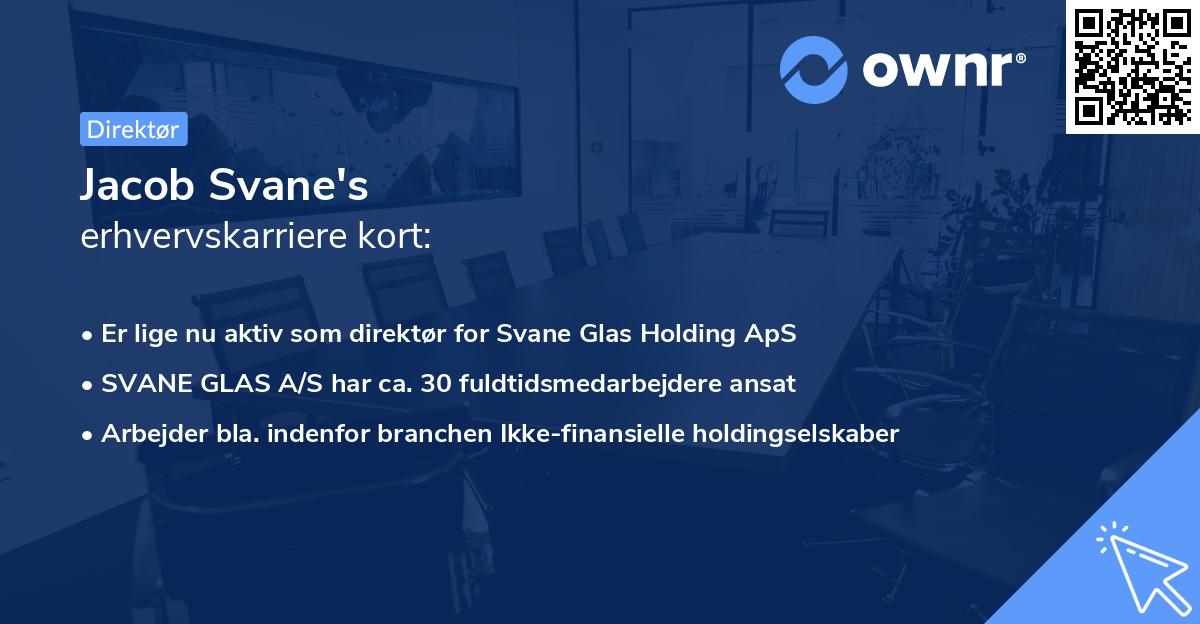 Jacob Svane's erhvervskarriere kort