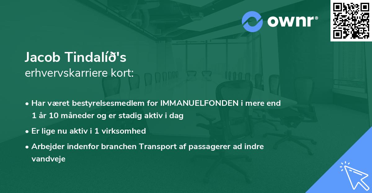 Jacob Tindalíð's erhvervskarriere kort
