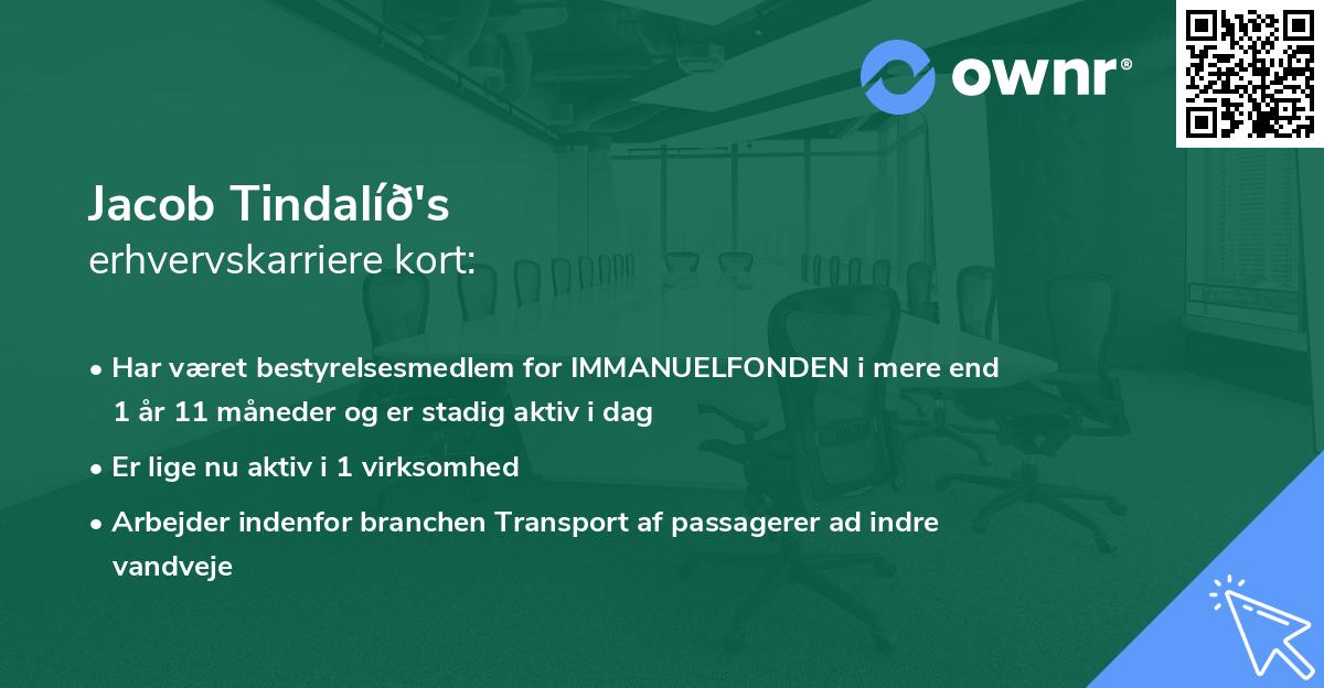 Jacob Tindalíð's erhvervskarriere kort