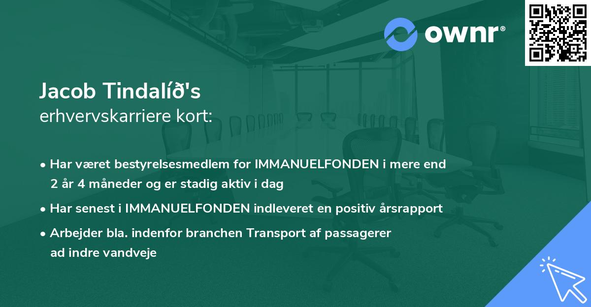 Jacob Tindalíð's erhvervskarriere kort