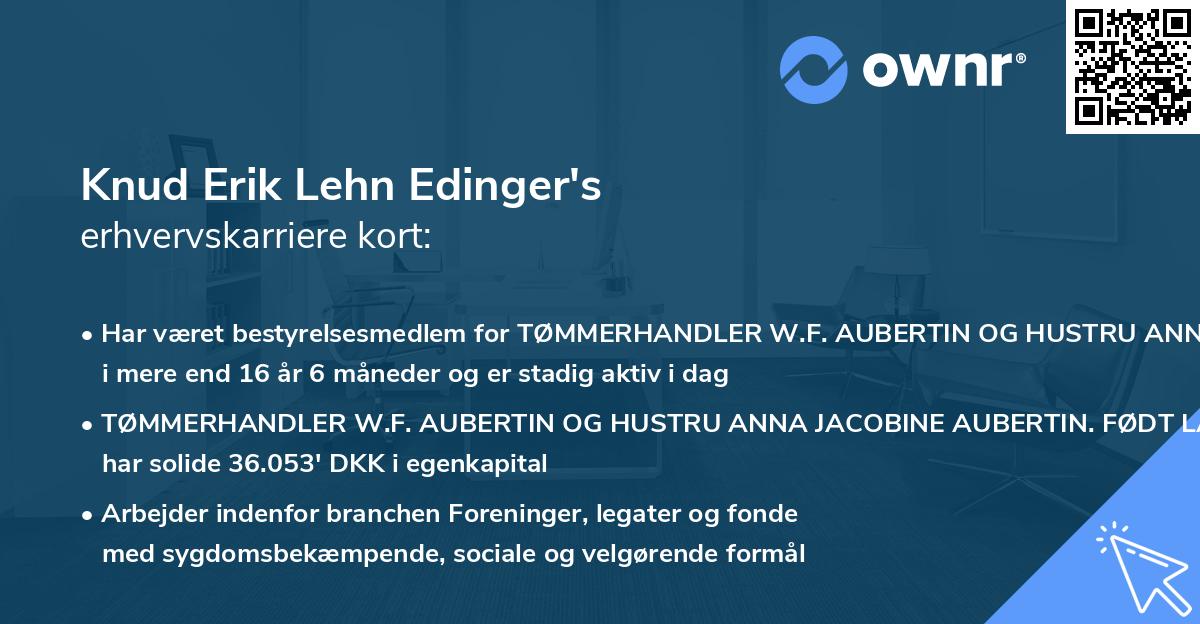 Knud Erik Lehn Edinger's erhvervskarriere kort