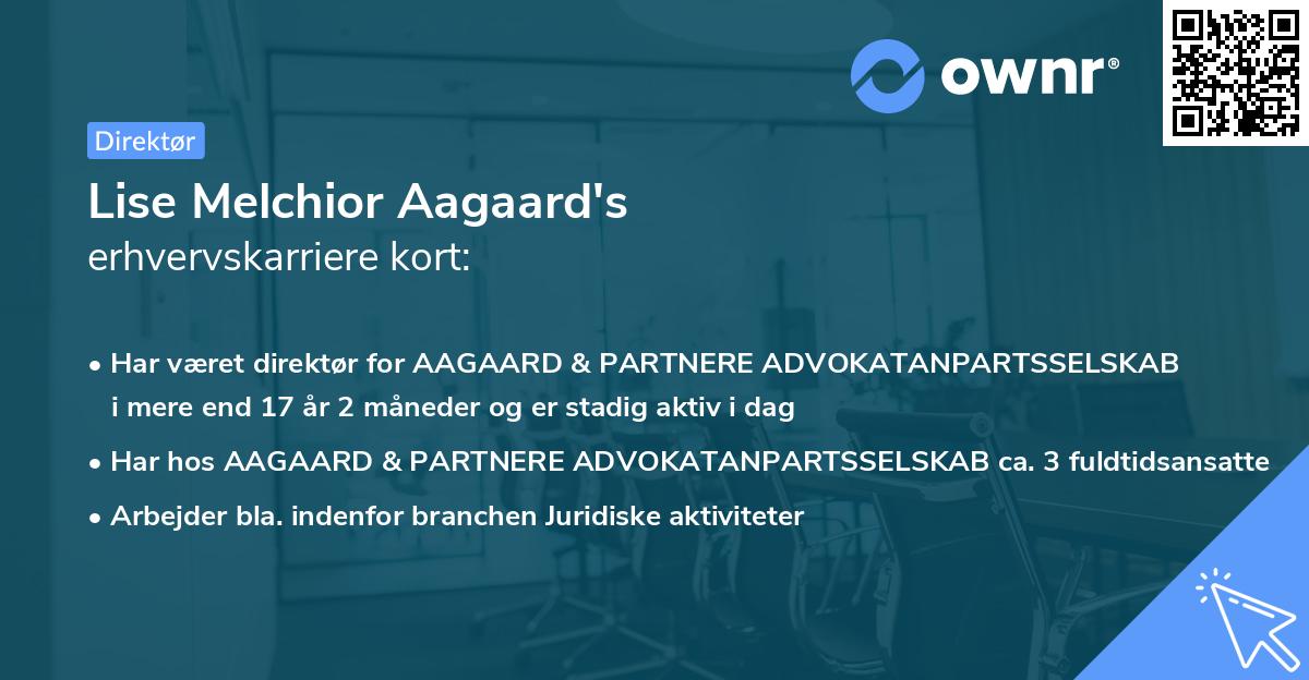 Lise Melchior Aagaard's erhvervskarriere kort