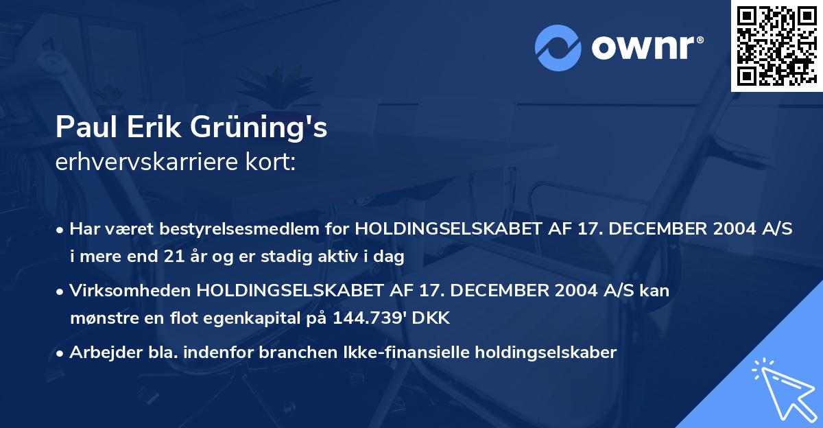Paul Erik Grüning's erhvervskarriere kort