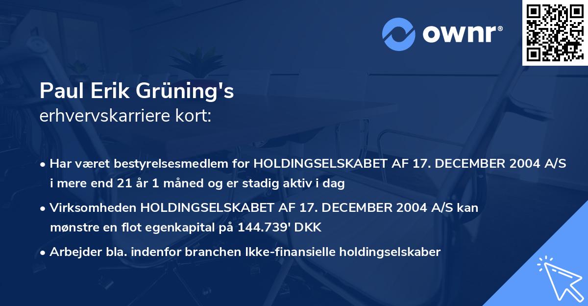 Paul Erik Grüning's erhvervskarriere kort