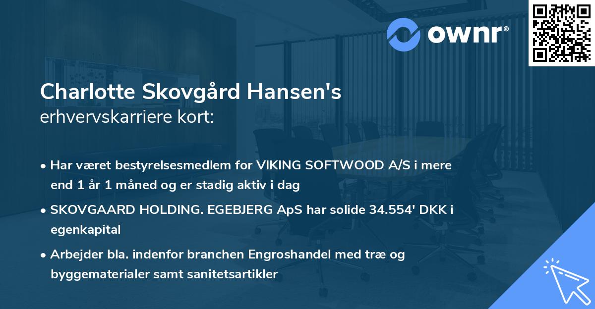 Charlotte Skovgård Hansen's erhvervskarriere kort