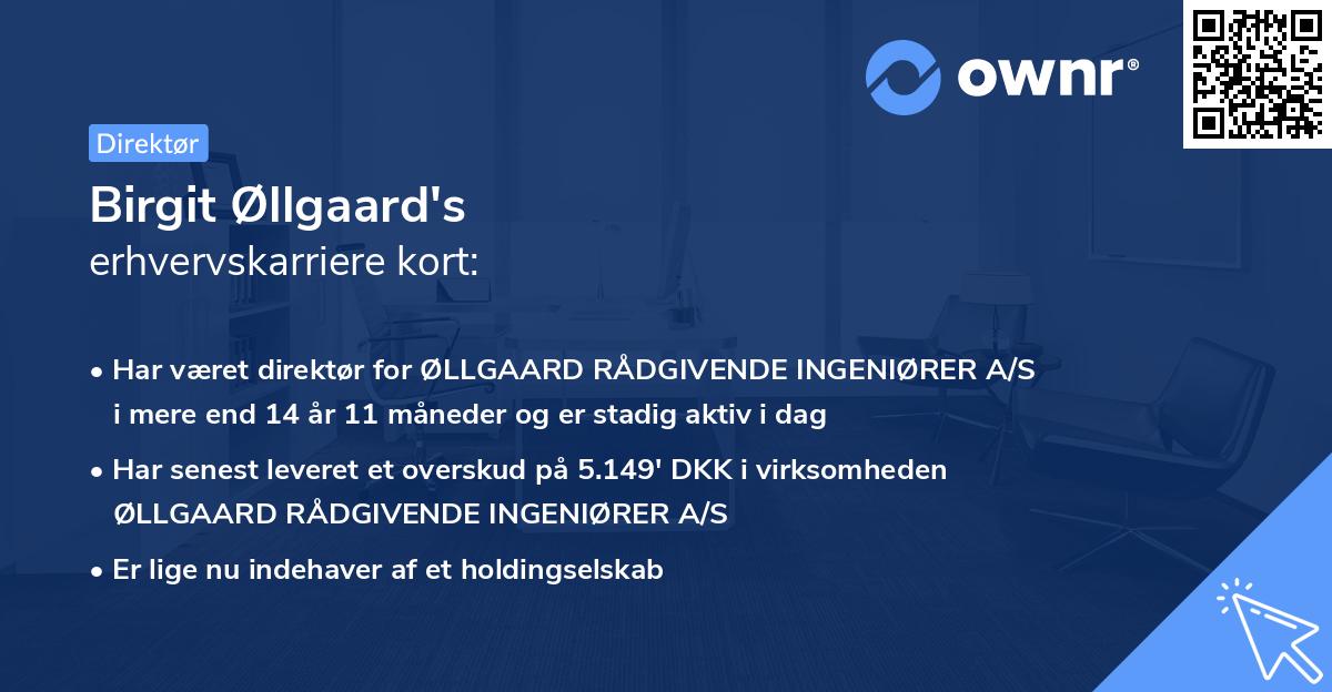 Birgit Øllgaard's erhvervskarriere kort