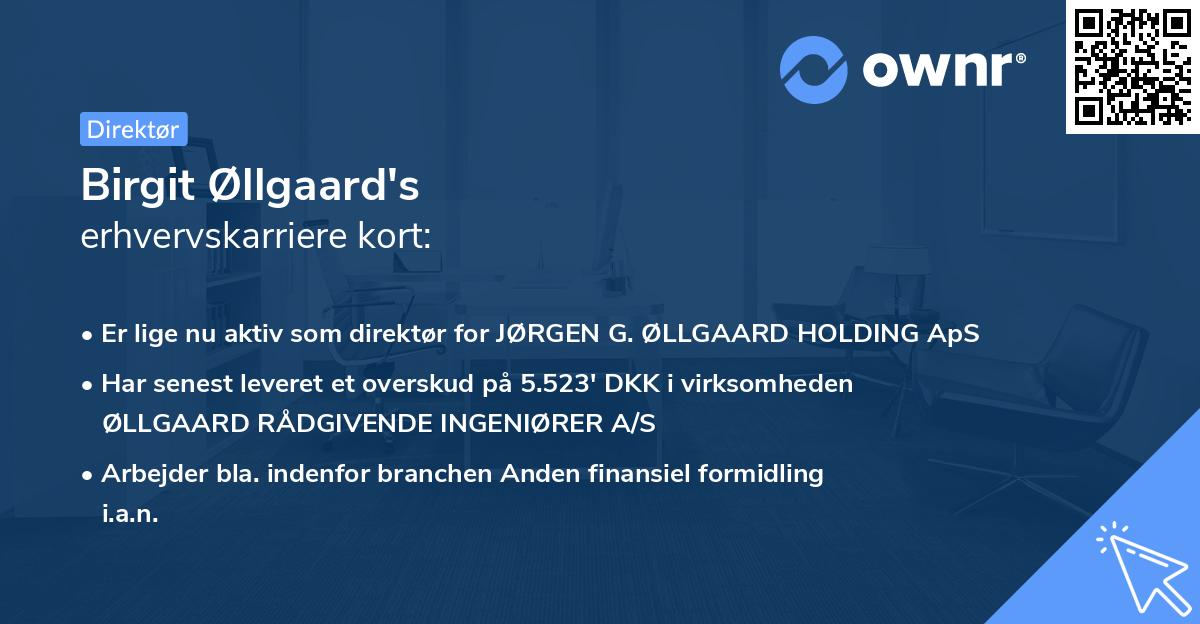 Birgit Øllgaard's erhvervskarriere kort