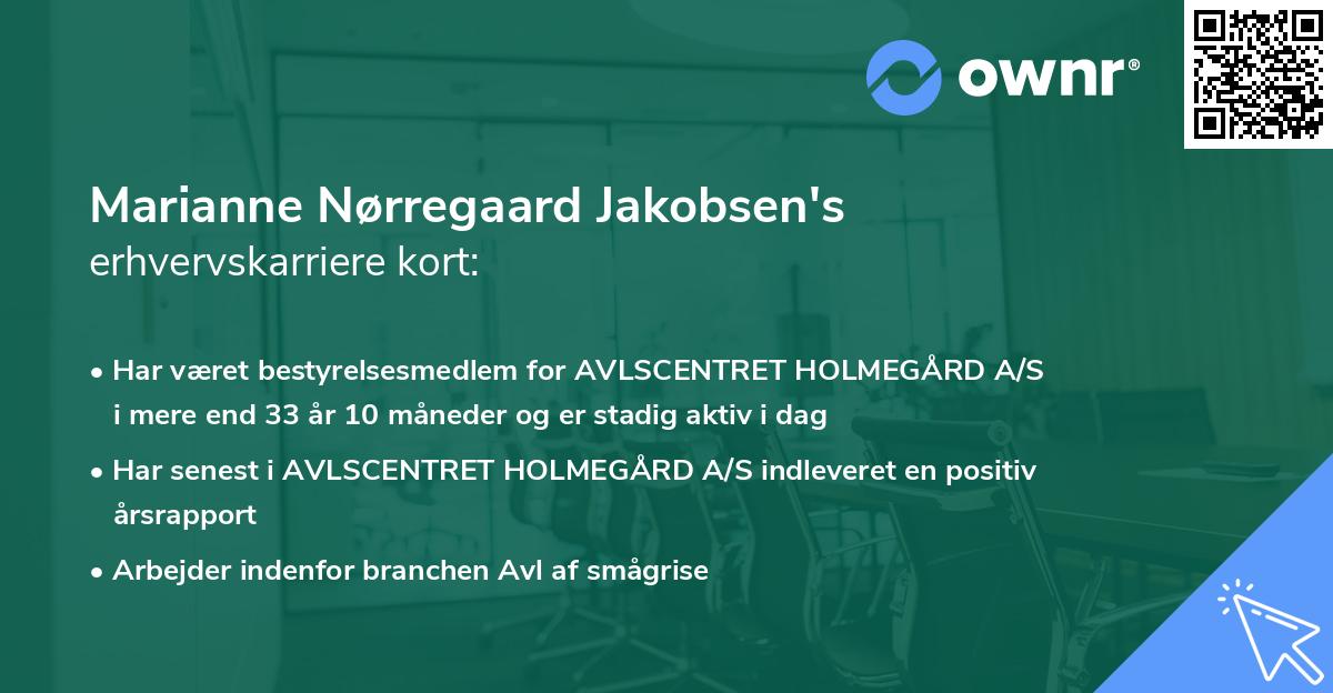Marianne Nørregaard Jakobsen's erhvervskarriere kort
