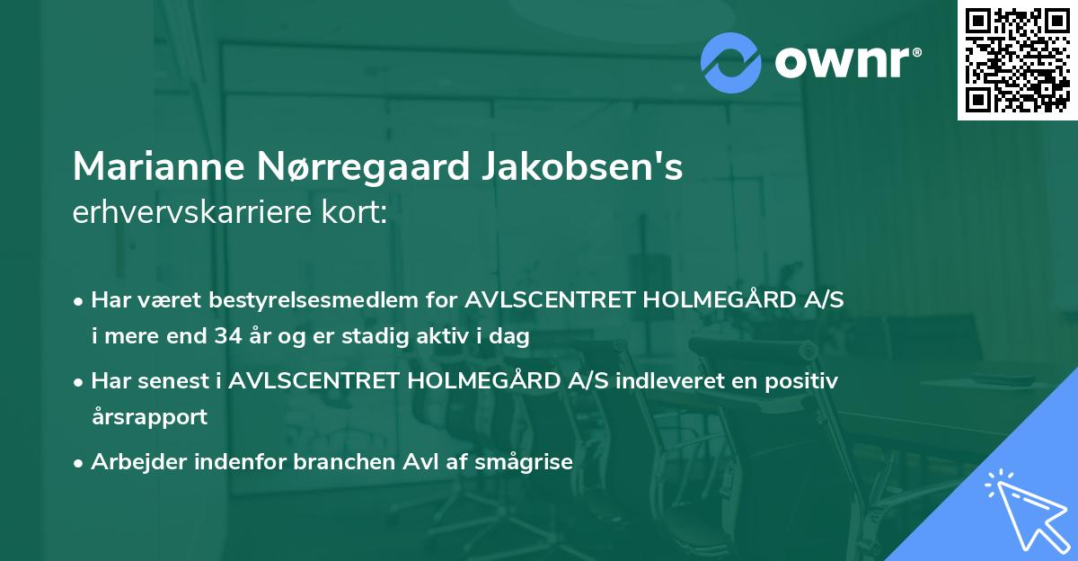 Marianne Nørregaard Jakobsen's erhvervskarriere kort