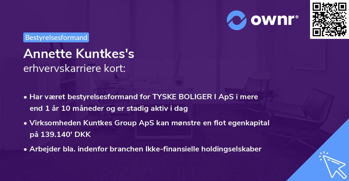 Annette Kuntkes's erhvervskarriere kort