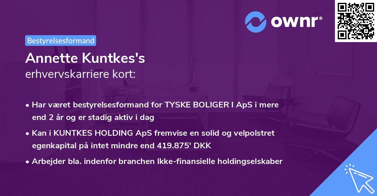 Annette Kuntkes's erhvervskarriere kort
