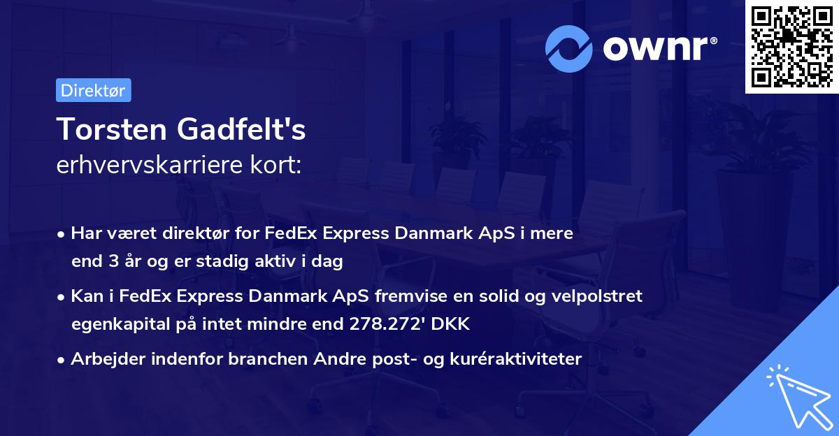 Torsten Gadfelt's erhvervskarriere kort