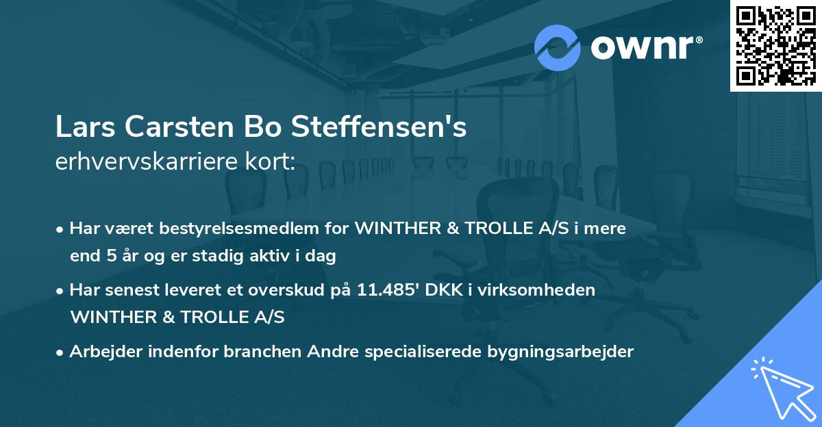 Lars Carsten Bo Steffensen's erhvervskarriere kort