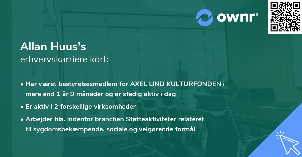 Allan Huus's erhvervskarriere kort