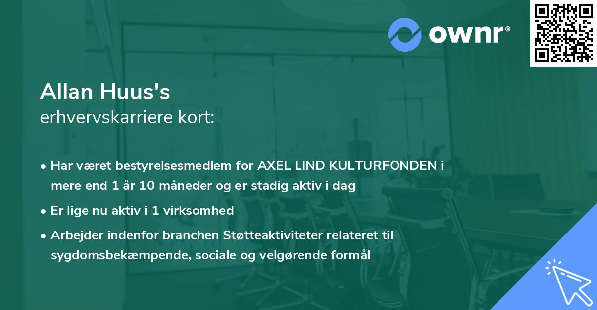 Allan Huus's erhvervskarriere kort