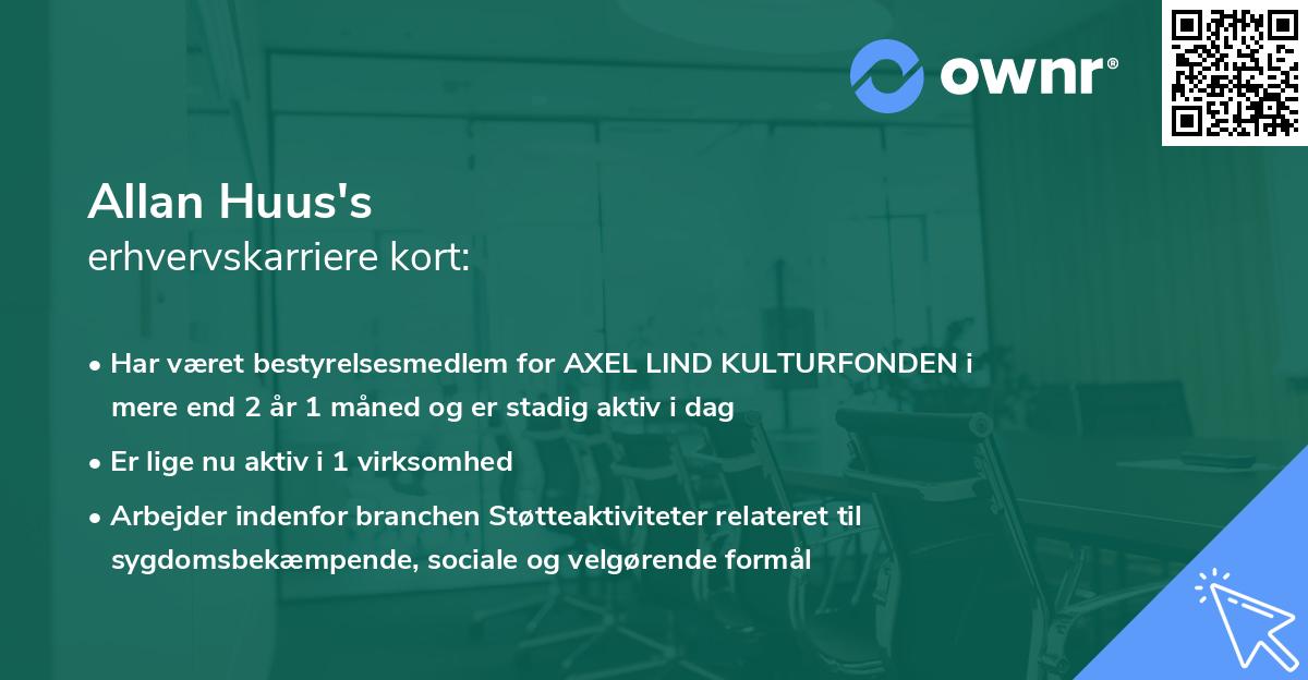 Allan Huus's erhvervskarriere kort