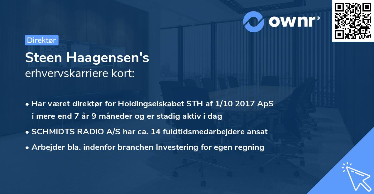 Steen Haagensen's erhvervskarriere kort