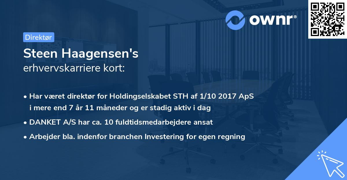 Steen Haagensen's erhvervskarriere kort