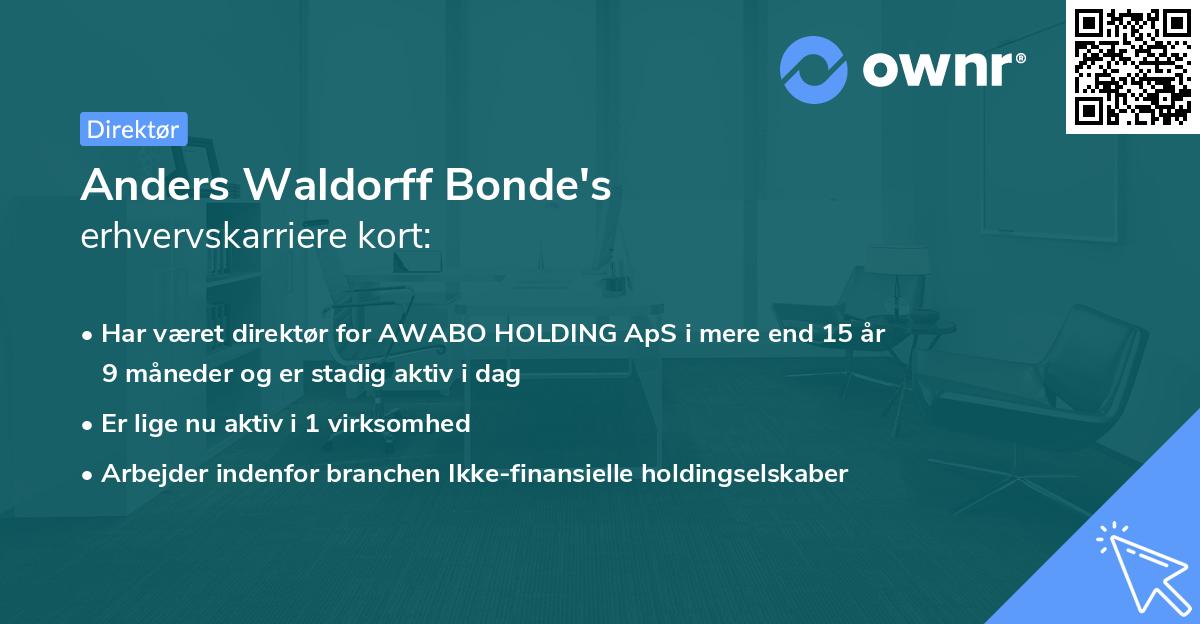 Anders Waldorff Bonde's erhvervskarriere kort
