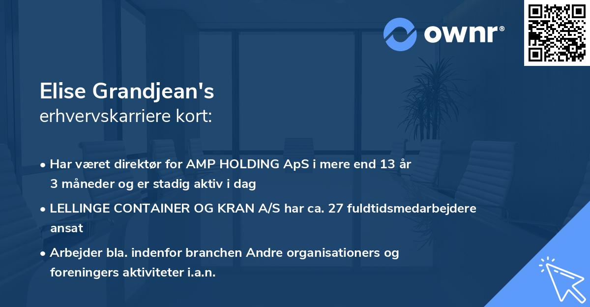 Elise Grandjean's erhvervskarriere kort