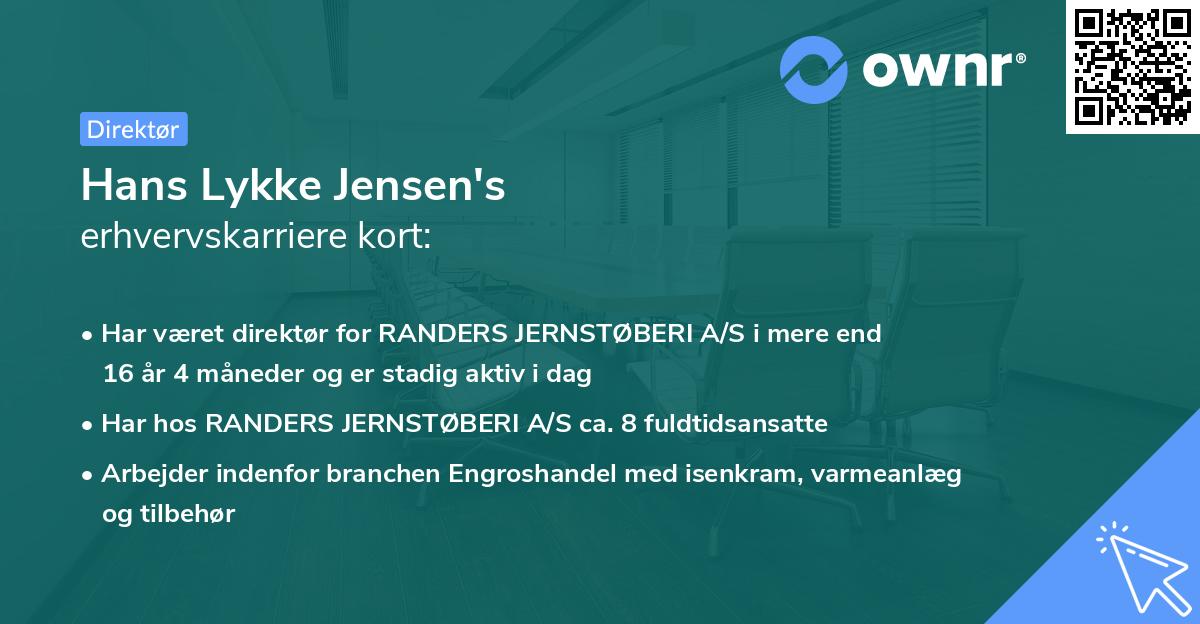 Hans Lykke Jensen's erhvervskarriere kort