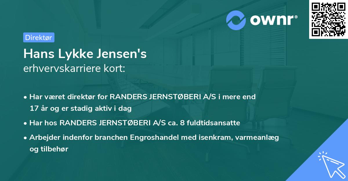 Hans Lykke Jensen's erhvervskarriere kort