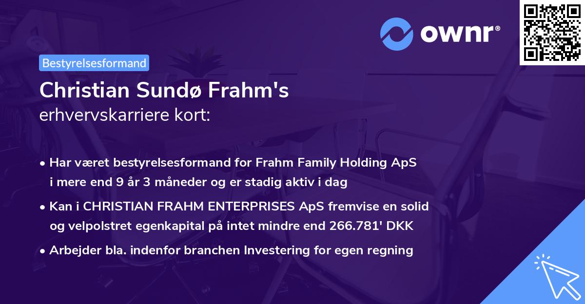Christian Sundø Frahm's erhvervskarriere kort