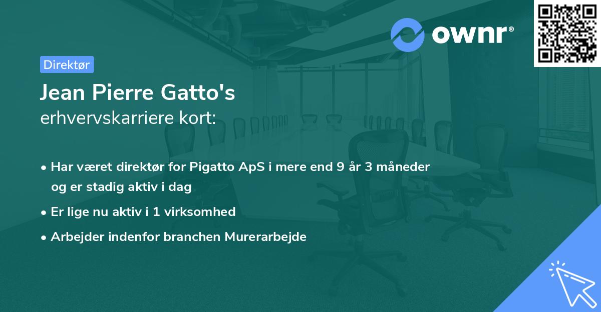 Jean Pierre Gatto's erhvervskarriere kort