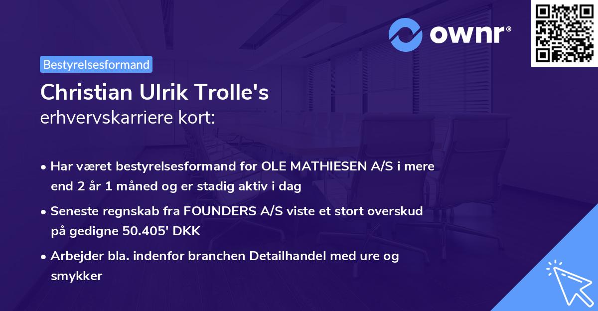 Christian Ulrik Trolle's erhvervskarriere kort
