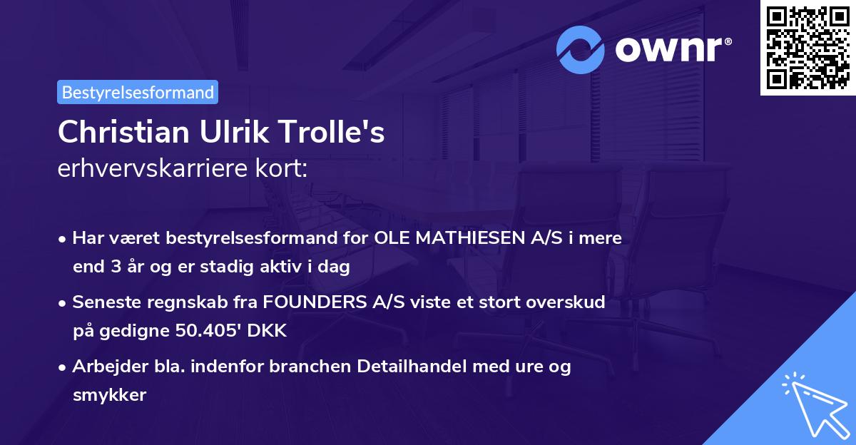 Christian Ulrik Trolle's erhvervskarriere kort