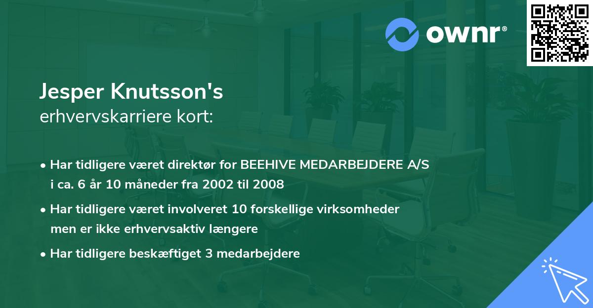 Jesper Knutsson's erhvervskarriere kort