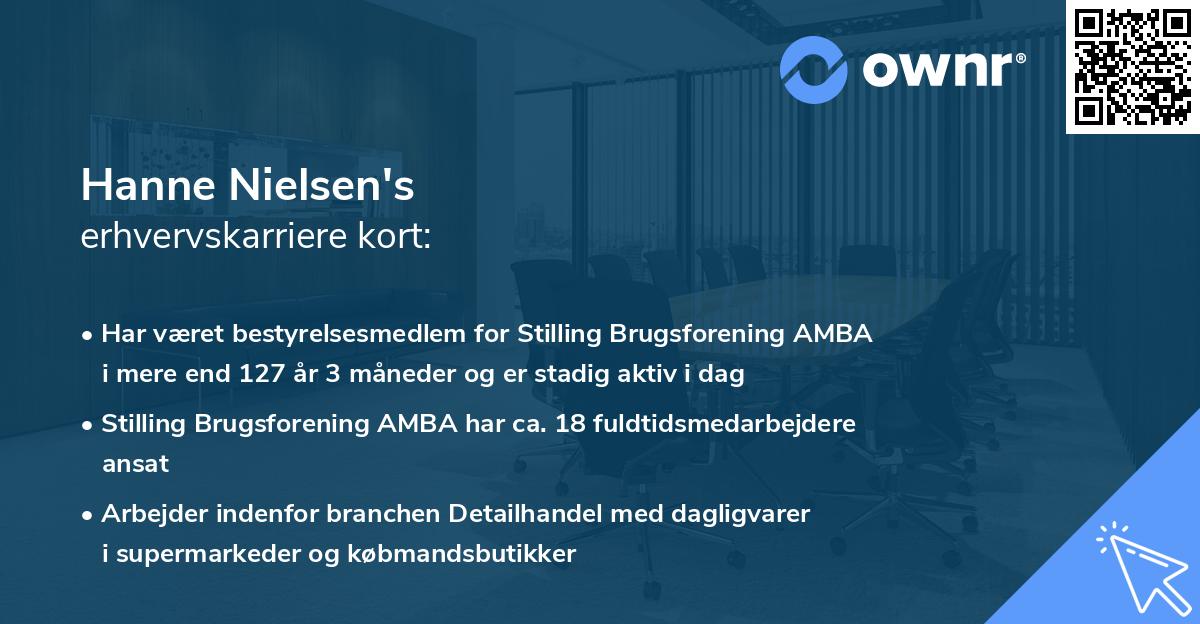 Hanne Nielsen's erhvervskarriere kort