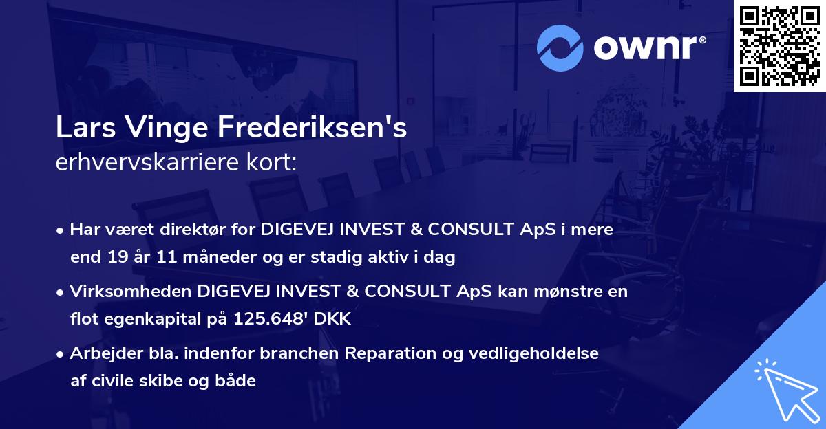 Lars Vinge Frederiksen's erhvervskarriere kort