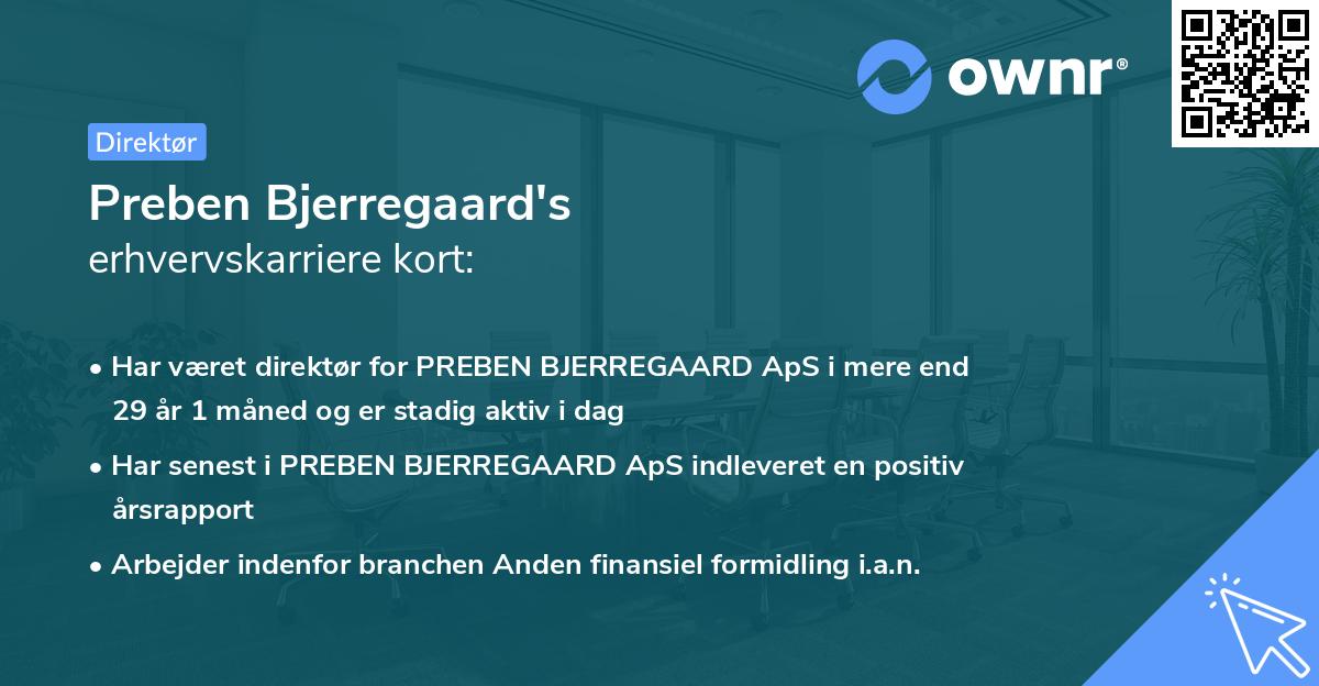 Preben Bjerregaard's erhvervskarriere kort