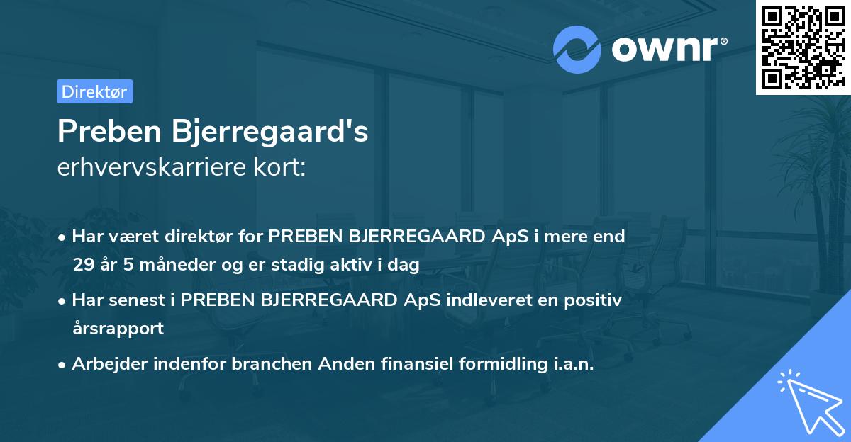 Preben Bjerregaard's erhvervskarriere kort